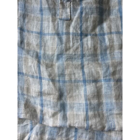 CP Shades Sleeveless Linen Button Blouse Top XS over sized plaid blue tan ivory - Picture 10 of 12
